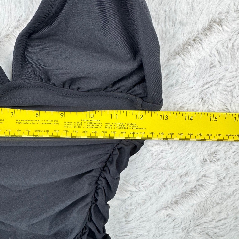 J.Crew One Piece Swimsuit Womens 4 Black Ruched Halter V-Neck Classic Swimwear‎ - Picture 8 of 10